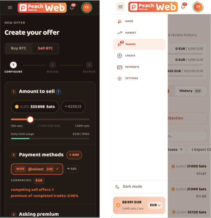 Peach Web — mobile